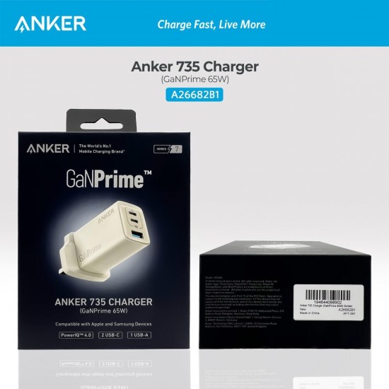 Anker Wall Charger GaNPrime 65W 3 Ports Gold