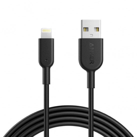 Anker Powerline II usb a to LIGHTNING charging cable SIZE 3 FIT BLACK