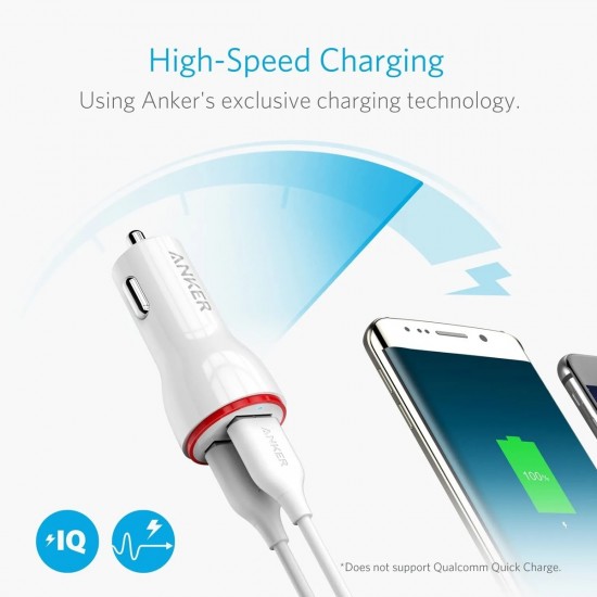ANKER POWEDRIVE 2 USB A TO LIGHTNING VEHICLE CHARGER  WHITE