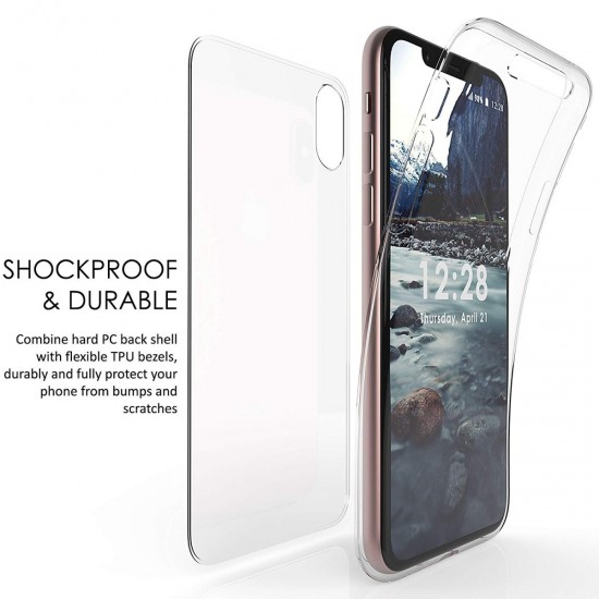 cover for iphone xs &iphon x Trishield Gear Trimax Ultra Slim Transparent Clear Hybrid Shock Absorbing Scratch Resistance With Built In Screen Protector Flexible Gelby by beyondcell