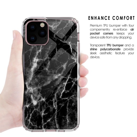 cover AquaFlex Suitable For Apple iPhone 11 Black Marble Print by beyondcell