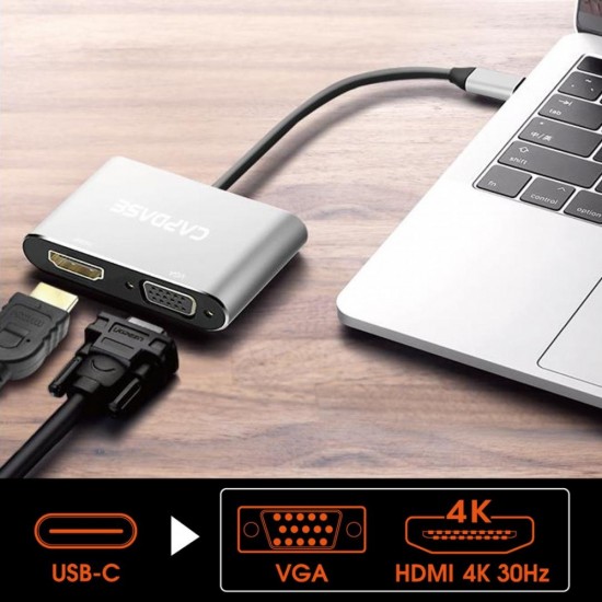 CAPDASE USB-C To VGA & HDMI Adapter