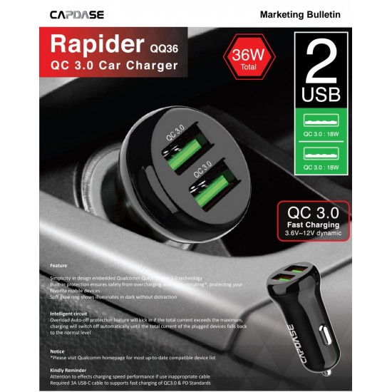 CAPDASE PD CAR CHARGER UNIVERSAL RAPIDER-SUPER2P42 BLACK,SPACE GREY