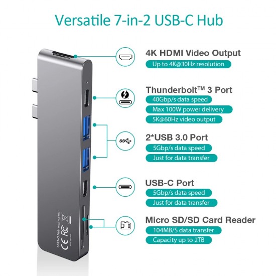 USB Type C Hub Adapter 7 in 1 Expand Docking Station by Choetech