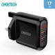 Choetech 17W 3 Port USB Wall Charger With LED Digital Display Black
