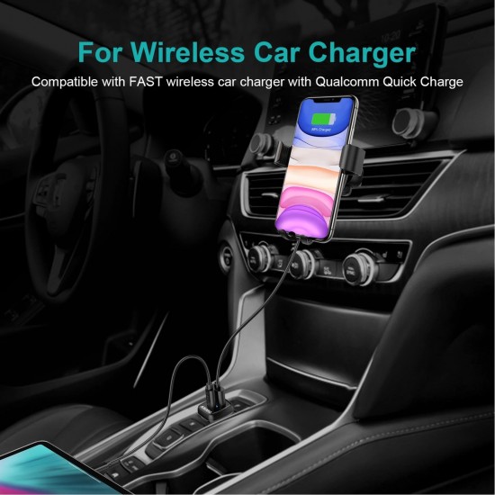 CHOETECH 36W 2 Port Fast USB Car Charger 18W Power Delivery & Quick Charge 3.0