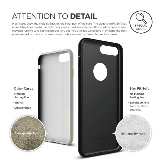 elago S7  Slim Fit Soft Case for iPhone 7 Plus (5.5inch)  Front Protection Film included - Black