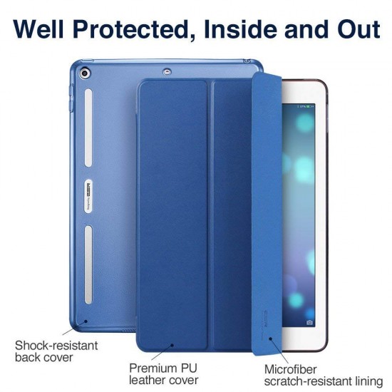 cover iPad 9.7 2018 & 2017 with Soft TPU Bumper Edge Corner Protection Smart Case Cover Auto Wake Sleep Function Navy Blue by ESR