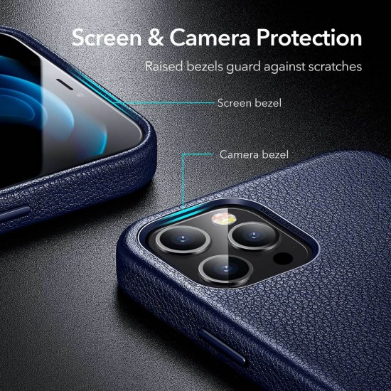  iPhone 12 & 12 Pro Metro Premium Leather Case blue by esr-gear 