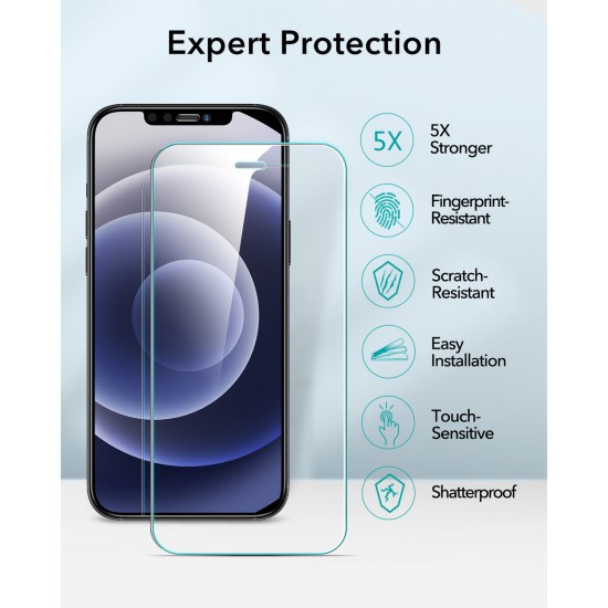 لاصق حماية زجاجي ايفون 12 و12 برو عدد 2 شفاف من شركة ايسر قير