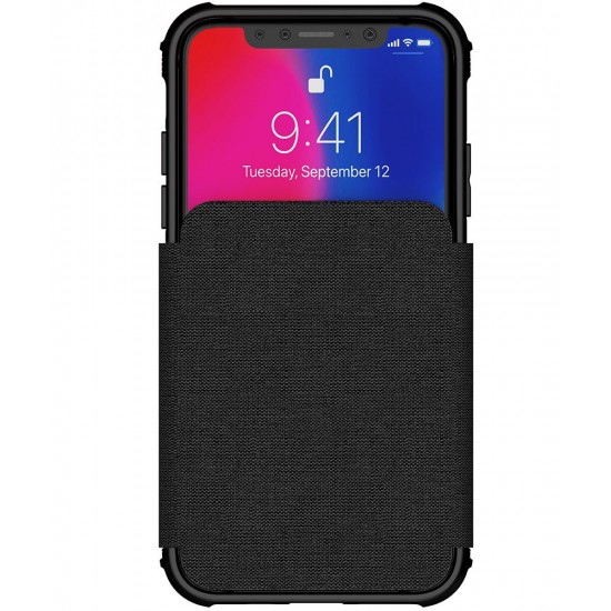 cover iPhone X S  Exec 3 Series Case  Leather Flip Wallet Case- clear & black by Ghostek