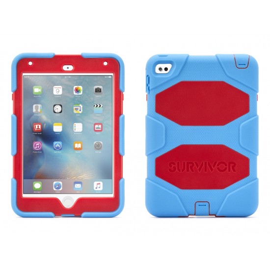 GRIFFIN SURVIVOR ALL TERRAIN TABLET FOR IPAD MINI 4 - MALIBU BLUE/RED/RED