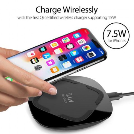 Wireless Charging 15 W Qi Fast WITHE WALL CHARGER BLACK BY ILUV