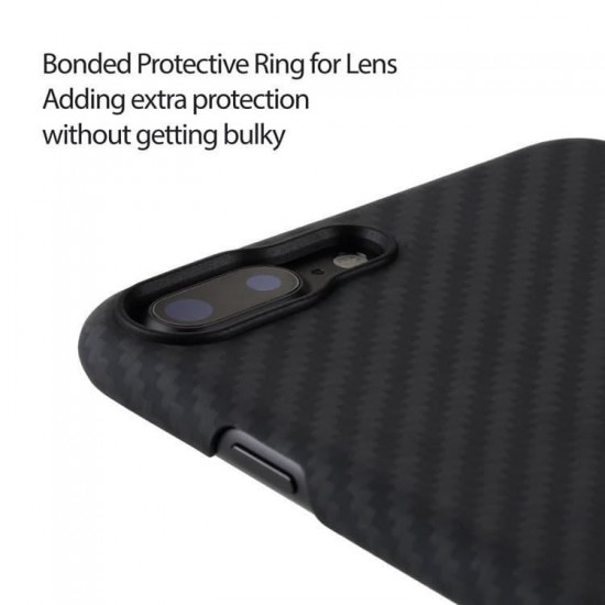 cover for iPhone7 plus & 8 plus Aramid Case carbon Black Grey Twill Ultra Thin Version withe glass screen protected by ipitaka