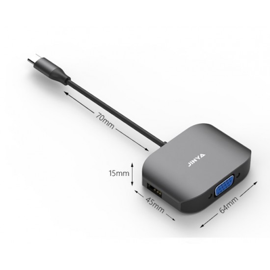 USB Type C 3 in1 Adapter VGA & USB 3.0 & USB 2.0 -by jinya