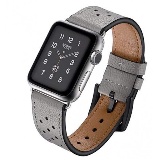 Apple Watch strap band  Vogue Leather Band gray with Black Dot 42mm by jinya