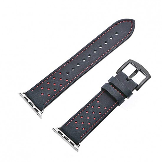 Apple Watch strap band  Vogue Leather Band blue with orange Dot 42mm by jinya