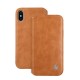 Jisoncase genuine Leather Wallet Folio Case for iPhone X - BROWN