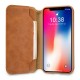 Jisoncase genuine Leather Wallet Folio Case for iPhone X - BROWN