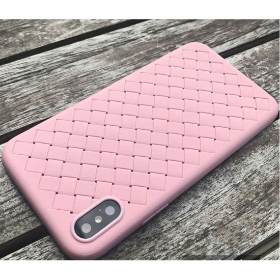 Case for iPhone x  woven pattern silicone  by jisoncase -pink