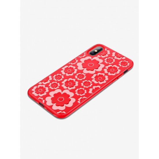 Case for iPhone x  Flower Cute silicone  by jisoncase -red