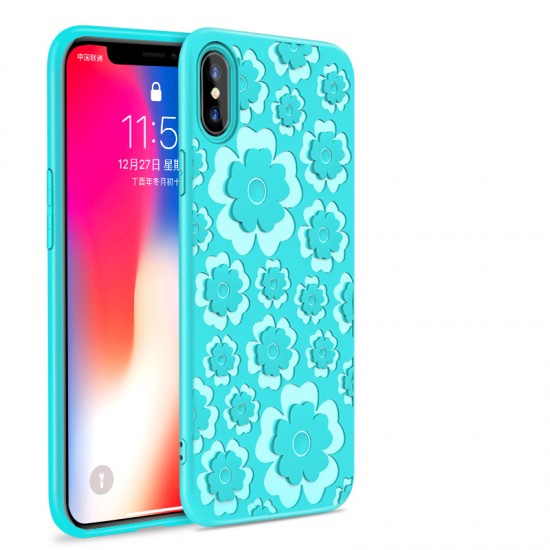 Case for iPhone x  Flower Cute silicone  by jisoncase - green