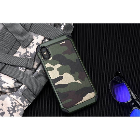 Case for iPhone x Armor Hybrid Plastic TPU Army Camo Camouflage Back Cove by jisoncase -green