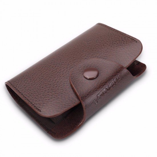 Jisoncase ID Card Holder PU Leather Business OL Credit Card Holders For Unisex Casual Cards Keeper Solid Bag Wallet-brown