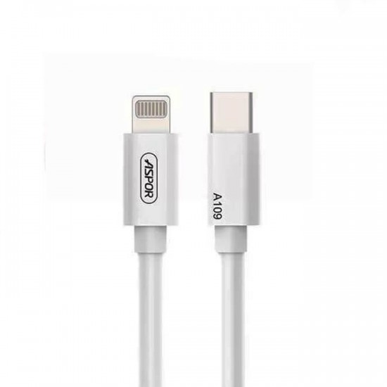 ASPOR USB-C CABLE TO LIGHTNING 1M WHITE