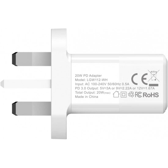 LEVORE WALL CHARGER 20WAT USB-C COLOR WHITE