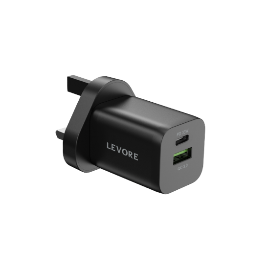 LEVEORE Wall Charger 33W USB-C PD and USB-A Port Black