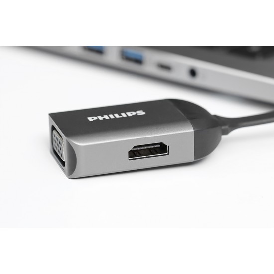 USB Type C to  VGA & HDMI 4K Adapter by philips