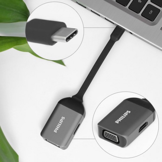 USB Type C to  VGA & HDMI 4K Adapter by philips