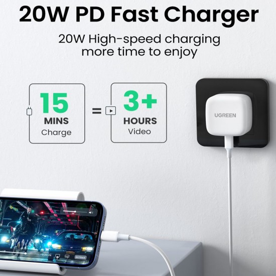 UGREEN WALL CHARGER 20W USB-C PD WHITE