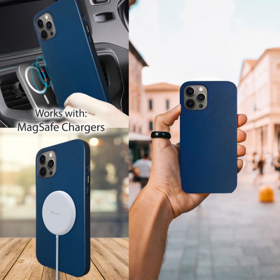 iPhone 12 Pro Max Magnetic Genuine Leather Case Navy by Uunique