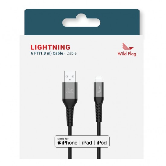 WILD FLAG TPE 6FT LIGHTNING CABLE BLACK