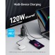 قابس USB سي شاحن انكر 737 جان برايم 120 واط حائط سريع PPS بـ3 منافذ لماك بوك برو & اير ايباد جالاكسي S22 S21 ديل اكس بي اس 13 نوت 20 10+ ايفون والمزيد متعددة