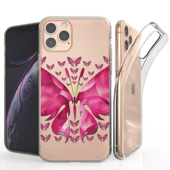 cover Flex Gel Suitable For Apple iPhone 11 Pro Max 6.5 Pink Butterfly by beyondcell