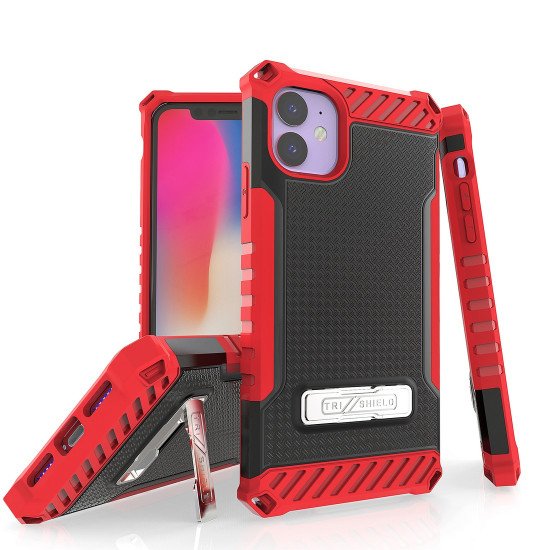 Tri Shield Suitable For Apple iPhone 11 Black & Red TPU by beyondcell