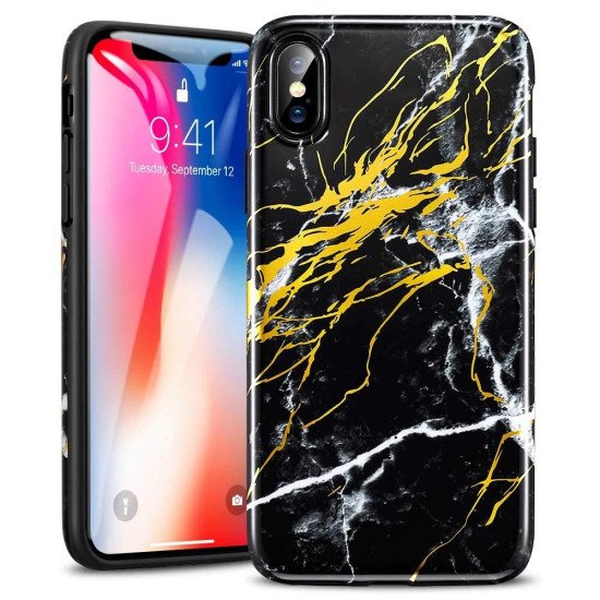 cover iPhone X Marble Case - black gold Sierra by esrgear