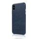 Jisoncase Genuine Leather Case with Aluminum Buttons for Apple iPhone X Slim Protective Cowhide Back Cover - blue