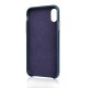 Jisoncase Genuine Leather Case with Aluminum Buttons for Apple iPhone X Slim Protective Cowhide Back Cover - blue