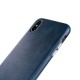 Jisoncase Genuine Leather Case with Aluminum Buttons for Apple iPhone X Slim Protective Cowhide Back Cover - blue