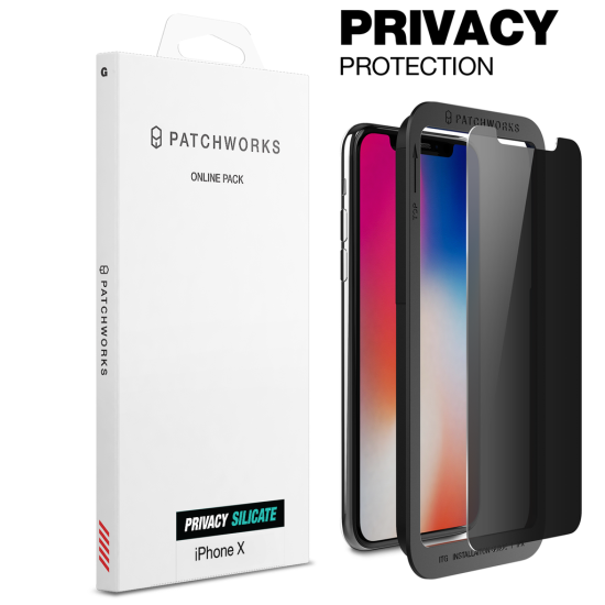 SCREEN PROTECTOR  for IPHONE X GLASS- ITG PRIVACY SILICATE by patchworks