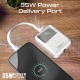 Promate 10000 mAh Power Bank With 35 W Power Deivery With Built in C And Lightning Cable WHITE