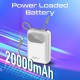 Promate 20000 mAh Power Bank With 35 W Power Deivery With Built in C And Lightning Cable White