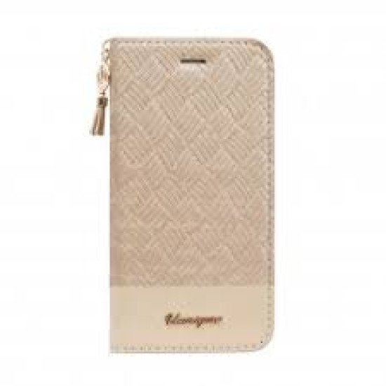 Uunique iPhone 7 Champagne Weave Folio Hard Shell Beige