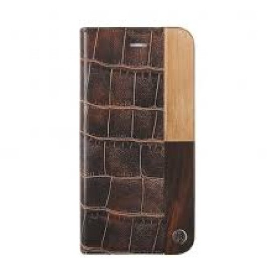 Uunique iPhone 7 Lux Croc Folio Hard Shell Dark Brown