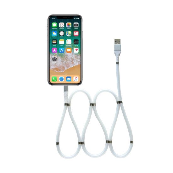 Uunique Southgate Magnetic Storage USB A to Lightning Sync & Charge Cable White